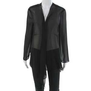 Alex Womens Black V Neck Cardigan Long Sleeve Polyester Size 1X